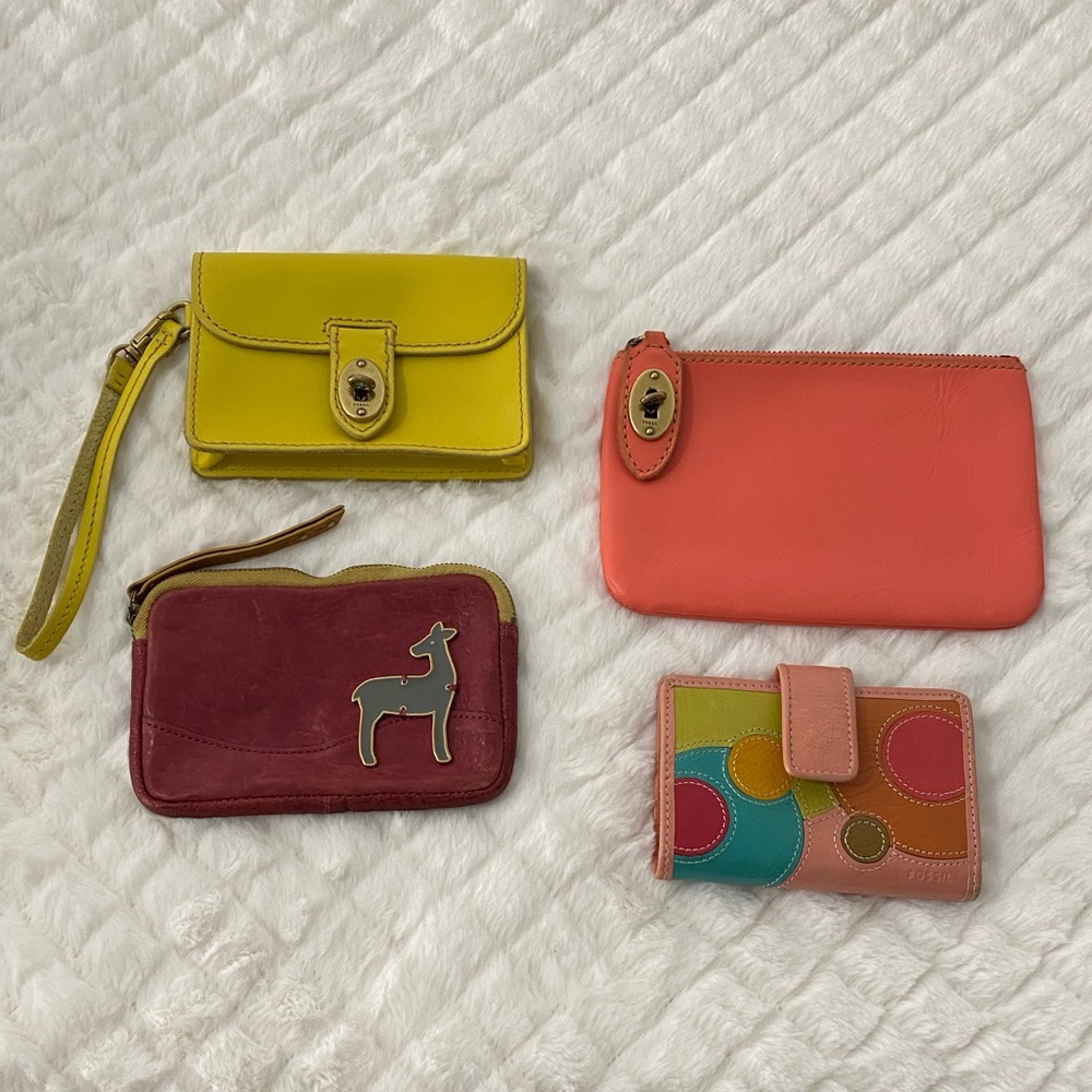 Fossil Leather Pouch and Wallet Bundle